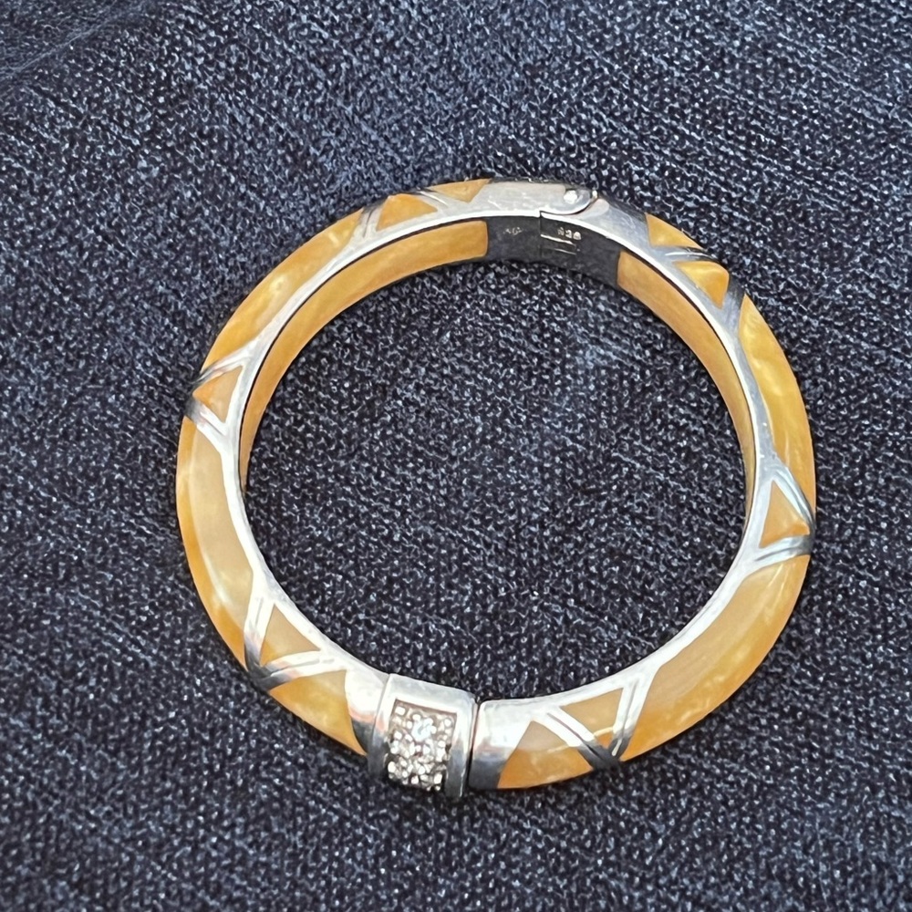 Angelique de Paris Sterling Silver and Butterscotch Resin Vintage Bracelet